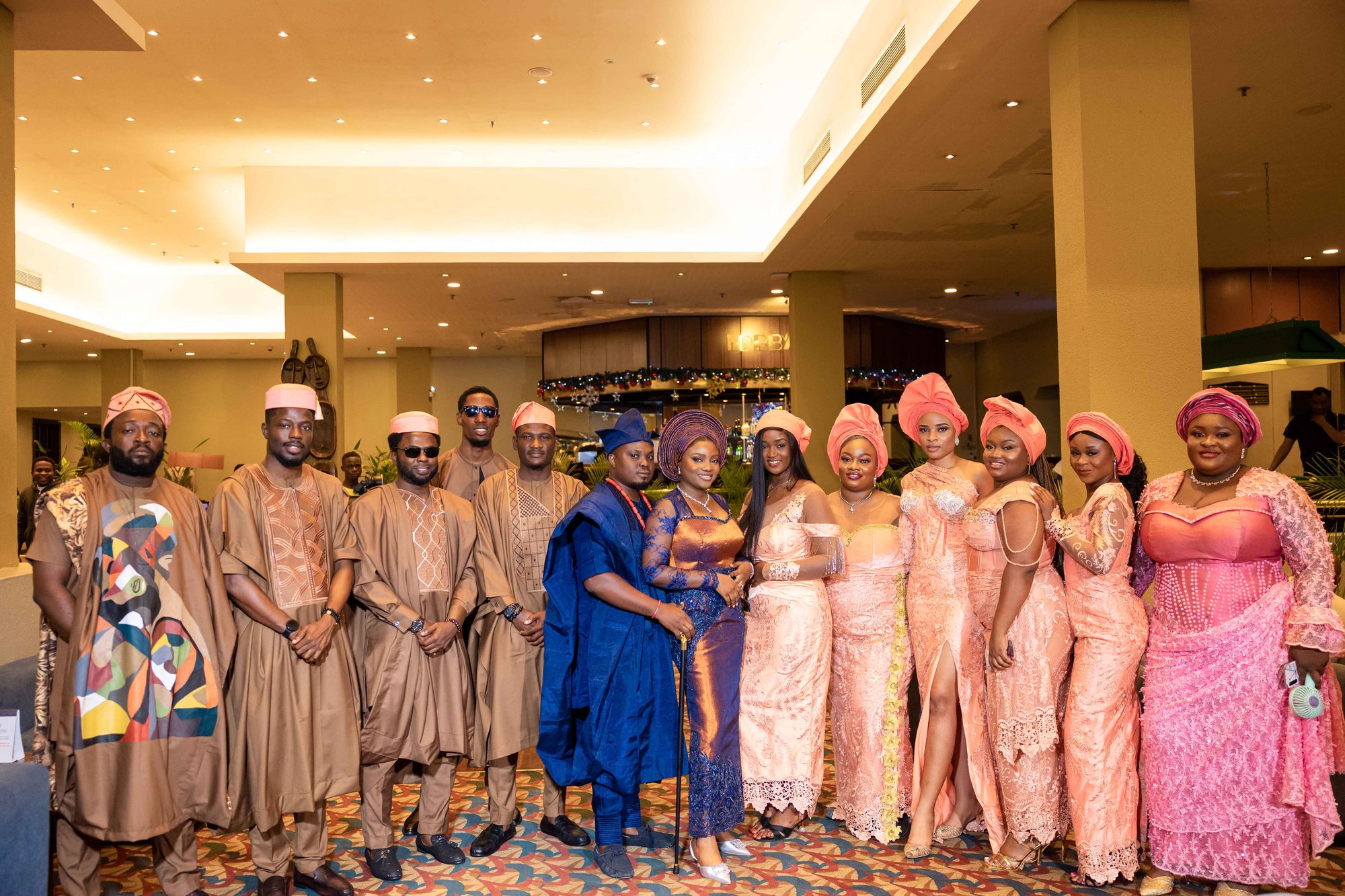 Group of guests celebrating together at a reception