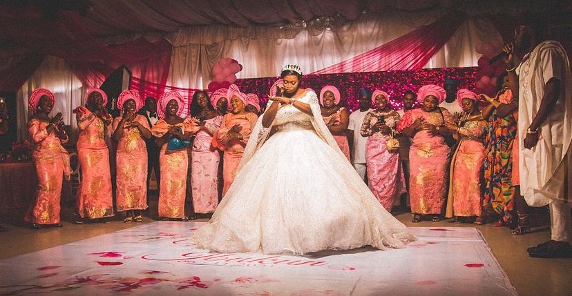 bride with bridal train - Cabrini Studios